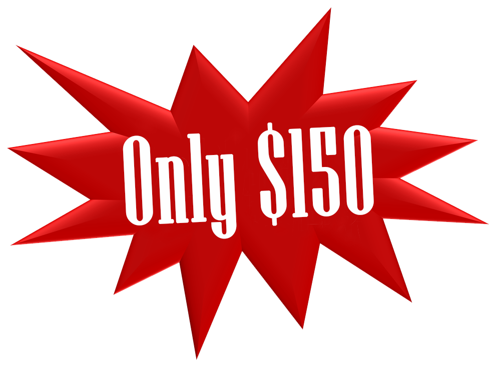 Only $150 logo